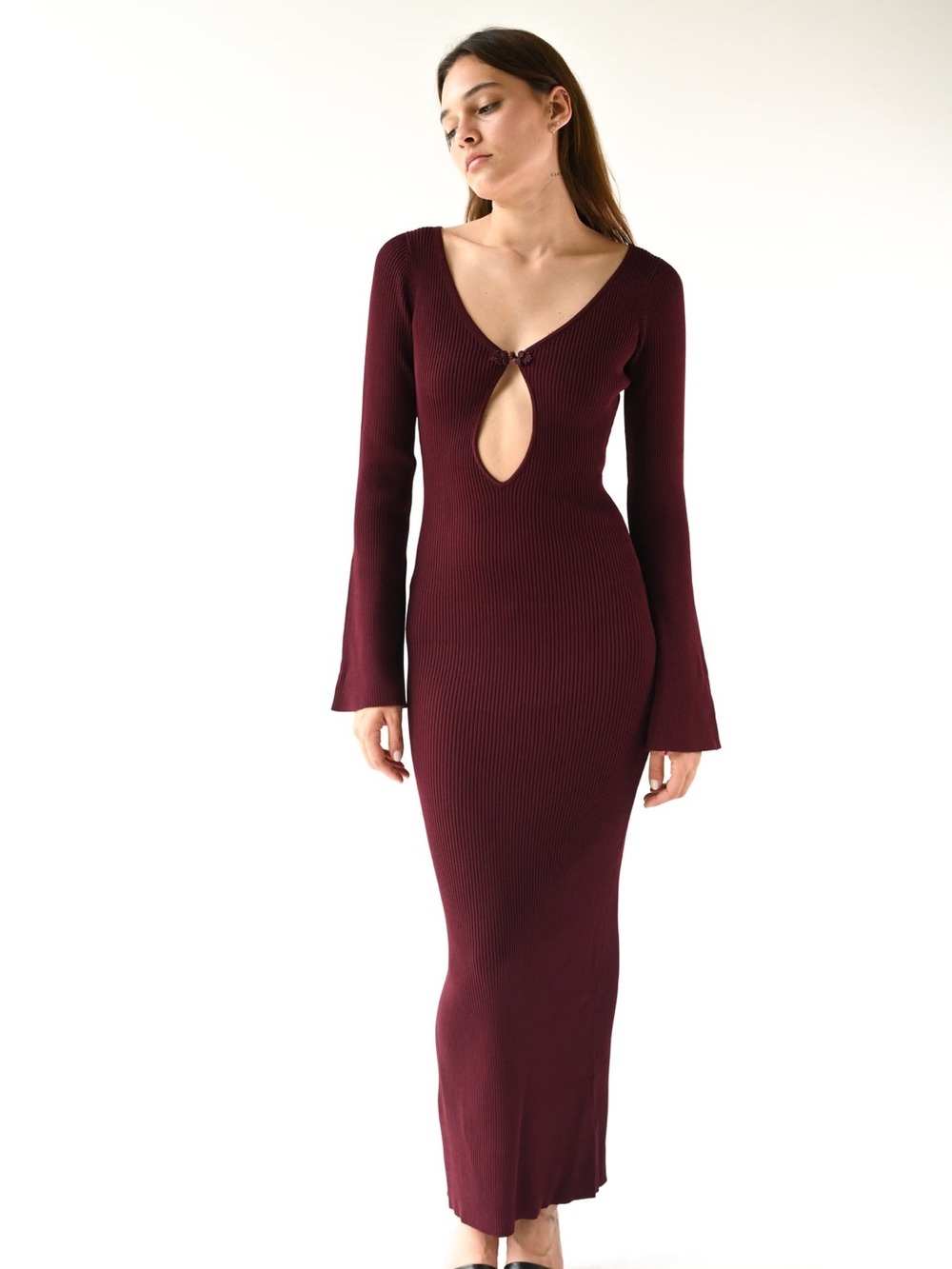 NAVY Long Sleeve Cutout Maxi Dress